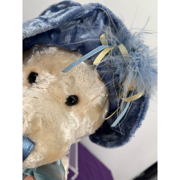 Dan Dee World's Greatest Mom Cream Bear Blue hat and Scarf - Picture 3 of 12